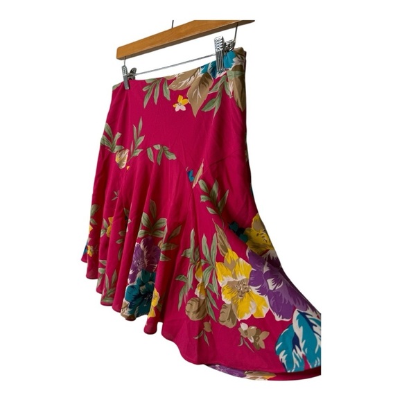 LRL Ralph Lauren Black Label Pink Floral Georgette Mini Skirt Size 10 NEW - Picture 2 of 15